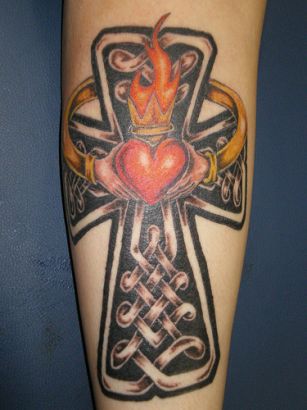 Celtic Cross Tattoo With Heart